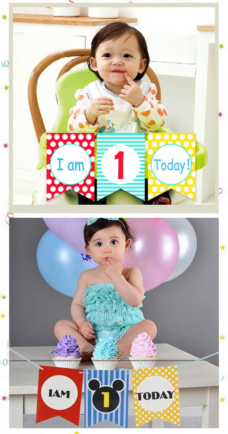 New creative chair and table decoration colorful flag baby first year of life flag birthday party decorate hang decoration wholesale