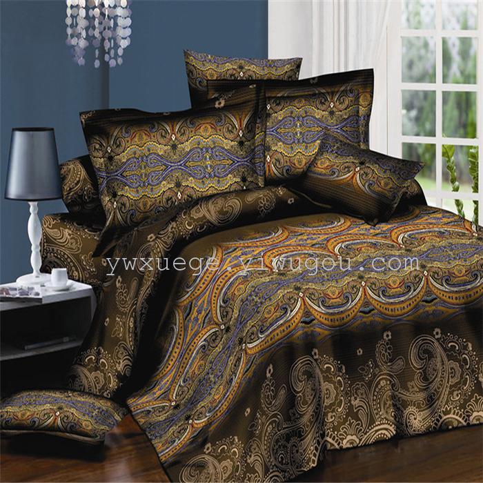 Polyester cotton exporting authentic winter 3D factory outlets scattered active printing bedding set of four---elegant flower