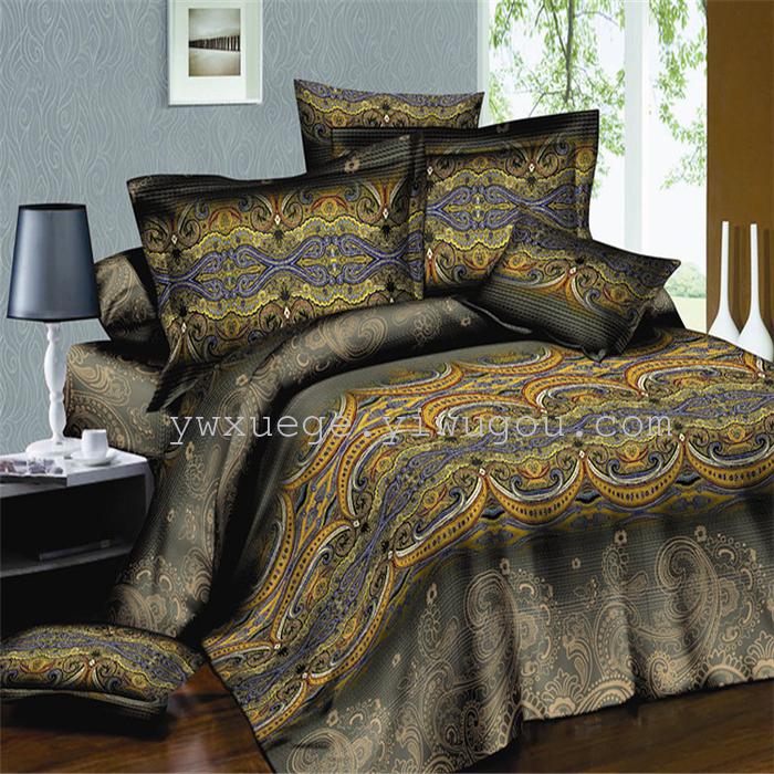 Polyester cotton exporting authentic winter 3D factory outlets scattered active printing bedding set of four---elegant flower