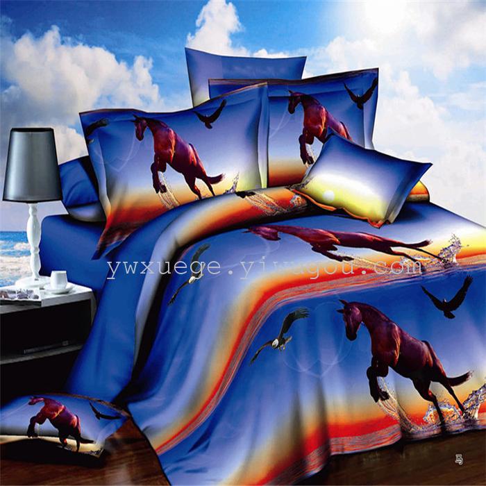 Polyester cotton exporting authentic winter 3D factory outlets scattered active printing bedding set of four---elegant flower