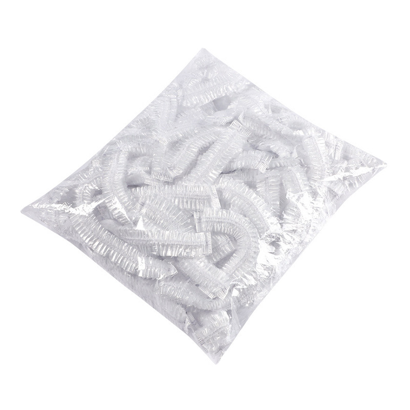Thickened Disposable Plastic Wrap Sets of PE Dustproof Storage Plastic Wrap Transparent Disposable Shower Cap 100 Pieces