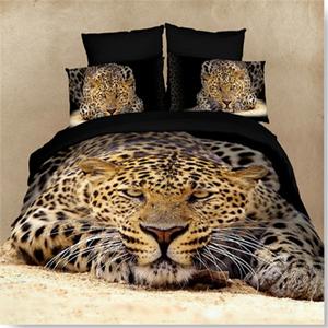 3D fashion four piece set bedding set cotton active printing supplies four-piece suit series sharp 3D painting animal Leopard factory direct