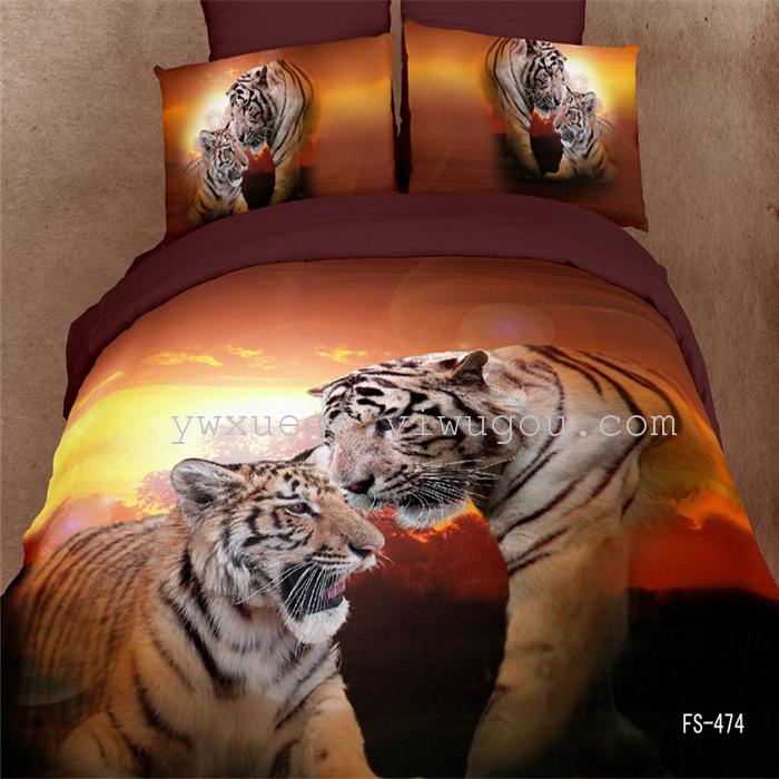 Factory direct sale 2013 fashion boutique cotton 3D ink-wash painting to Tiger in the forest four piece bedding set Factory direct sale 2013 fashion boutique cotton 3D ink-wash painting to Tiger in the forest four piece bedding set