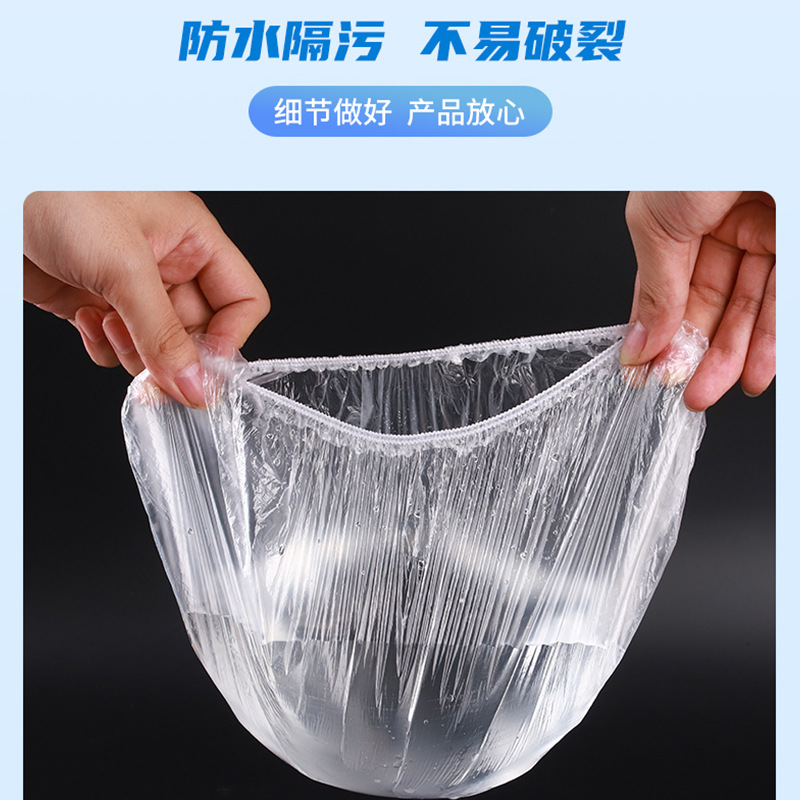 Disposable Plastic Wrap Bowl Set Cover 100 Pcs Beauty and Hairdressing Strip Shower Cap Hotel Factory Transparent PE Shower Cap