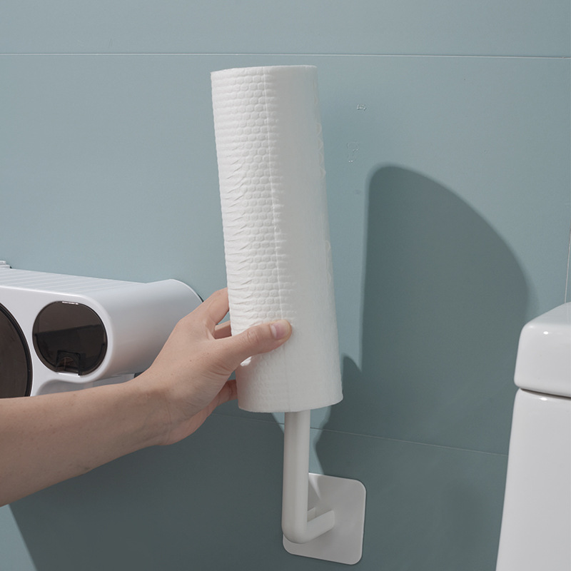 Kitchen Tissue Plastic Wrap Rack Punch-Free Wall-Mounted Roll Paper Storage Rack Freshness Protection Package Pot Lid Rack Wholesale