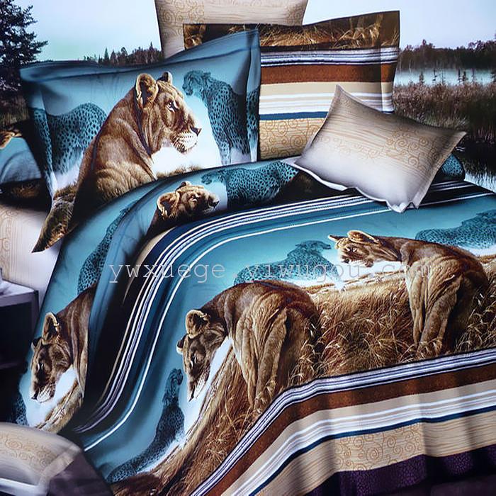 Foreign trade 3D painting plain four-piece bedding set active printing and dyeing cloth faded bedding factory direct LifeWay Foreign trade 3D painting plain four-piece bedding set active printing and dyeing cloth faded bedding factory direct LifeWay