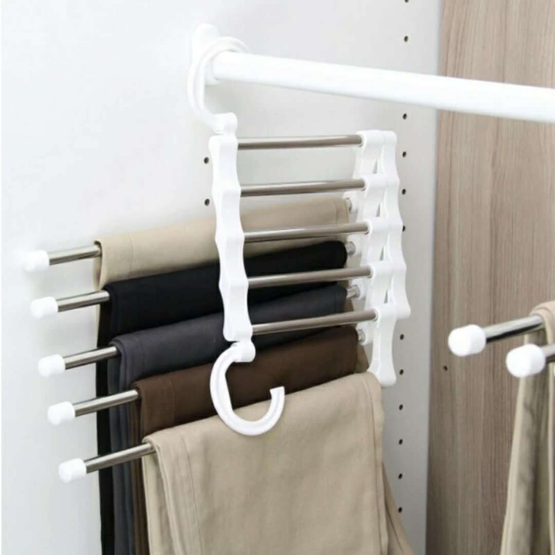 5 in Magical magic telescopic pants rack stainless steel multifunctional airing rack multilayer receive a fold to hang pants racks