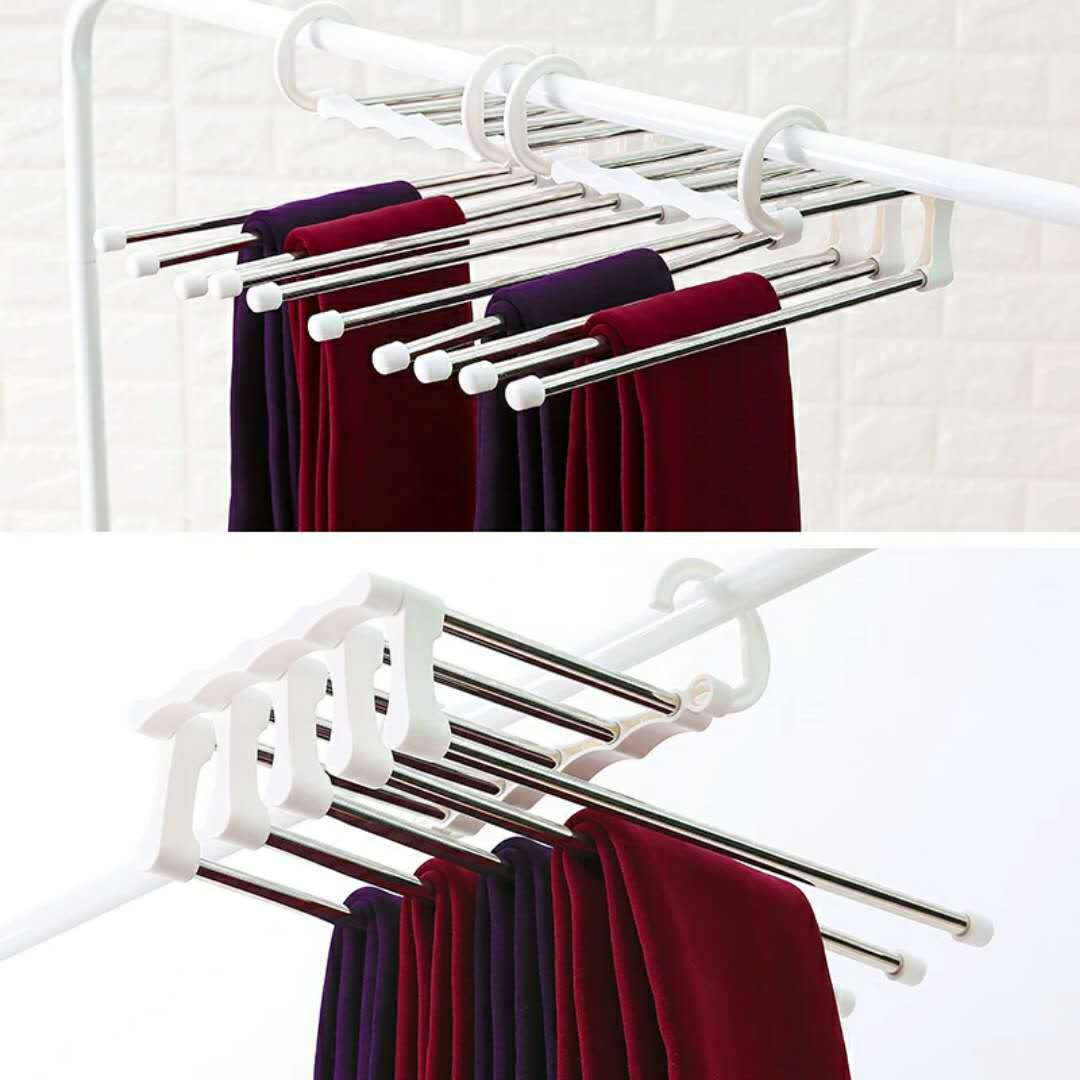 5 in Magical magic telescopic pants rack stainless steel multifunctional airing rack multilayer receive a fold to hang pants racks 5 in Magical magic telescopic pants rack stainless steel multifunctional airing rack multilayer receive a fold to hang pants racks