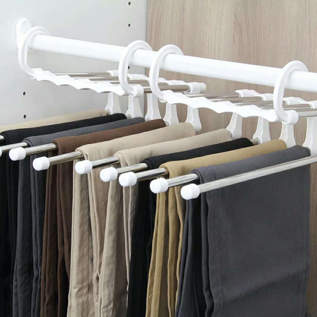 5 in Magical magic telescopic pants rack stainless steel multifunctional airing rack multilayer receive a fold to hang pants racks 5 in Magical magic telescopic pants rack stainless steel multifunctional airing rack multilayer receive a fold to hang pants racks