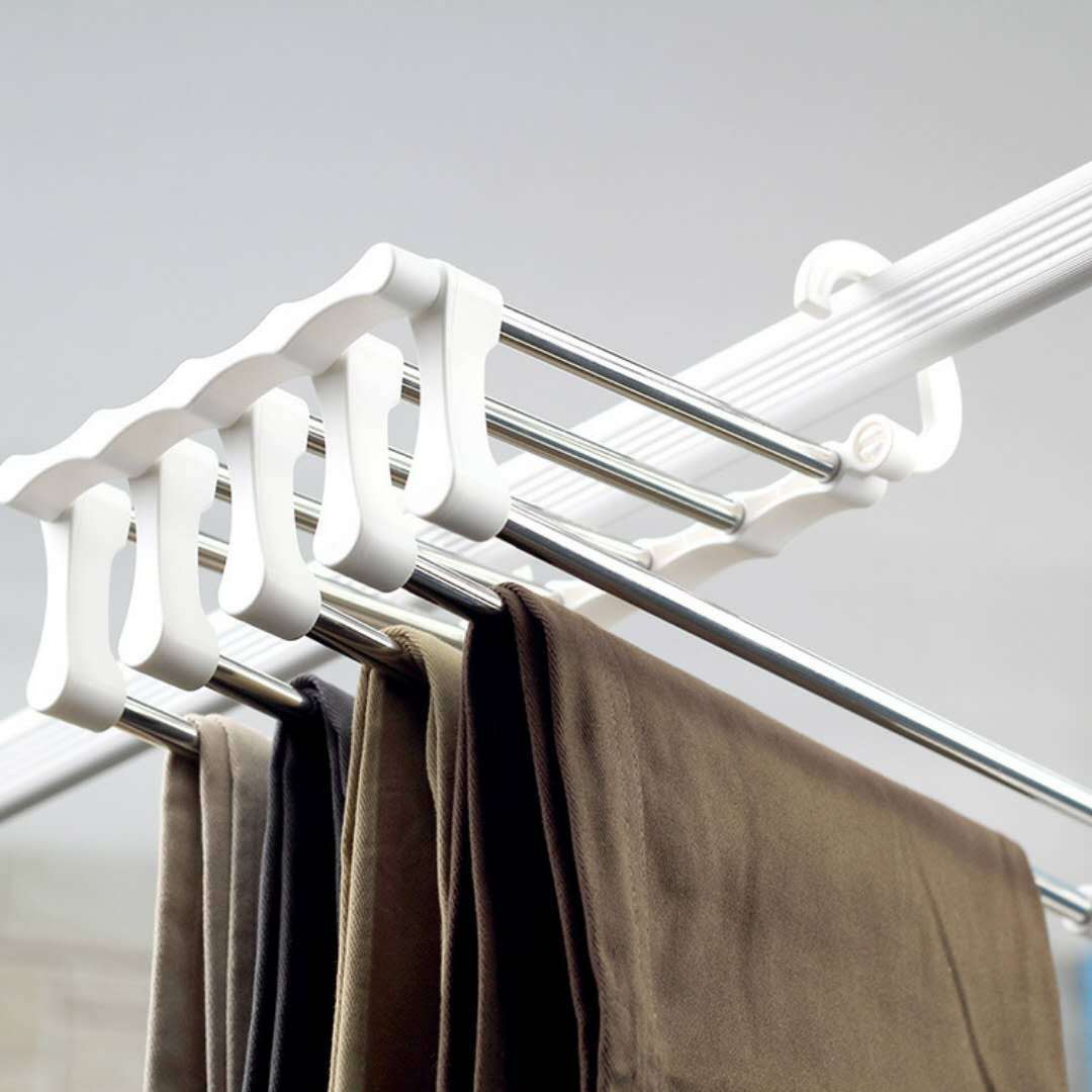 5 in Magical magic telescopic pants rack stainless steel multifunctional airing rack multilayer receive a fold to hang pants racks 5 in Magical magic telescopic pants rack stainless steel multifunctional airing rack multilayer receive a fold to hang pants racks
