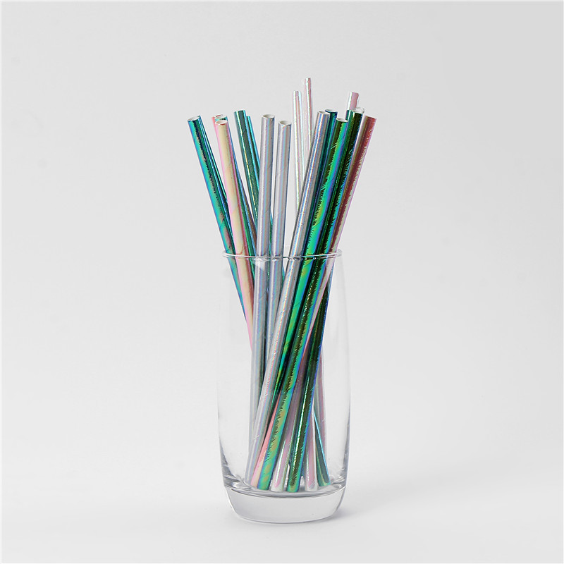 The New plastic wrap straw rainbow film straw degradable party pearl film straw customization