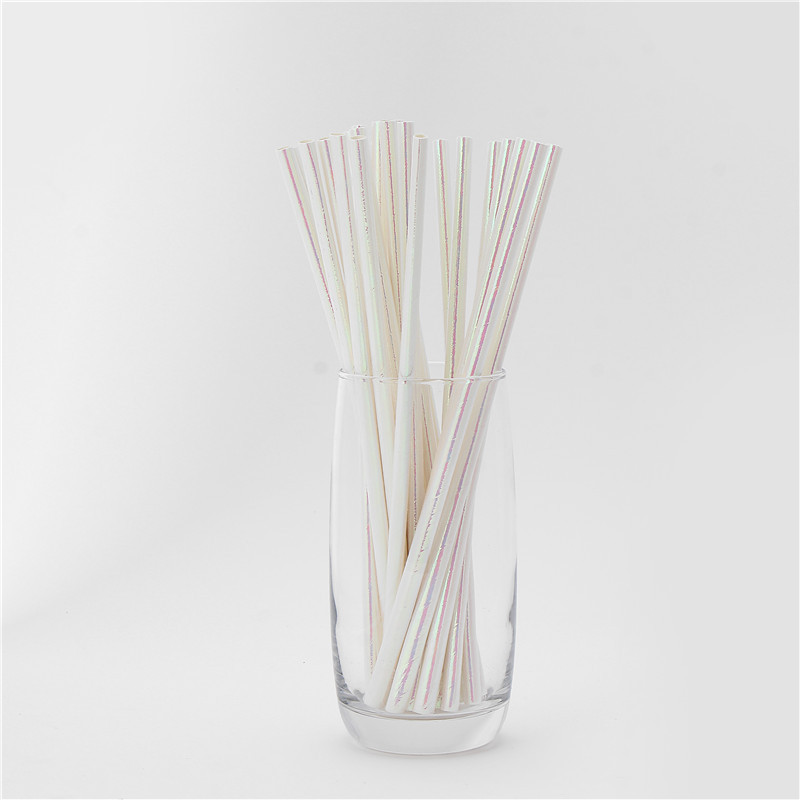 The New plastic wrap straw rainbow film straw degradable party pearl film straw customization