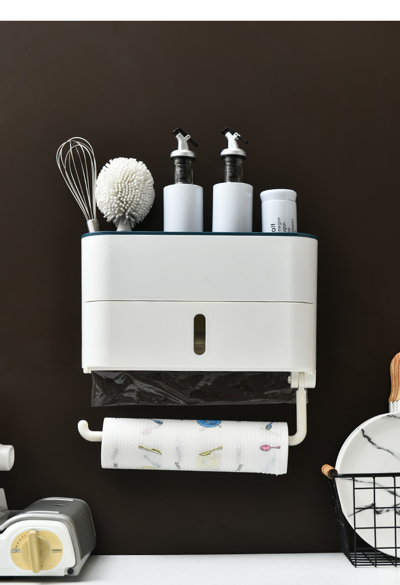Cheap Wholesale Kitchen Plastic Wrap Roll Stand Hole-Free Kitchen Seasoning Supplies Storage Rack Nailless Tissue Rack Cheap Wholesale Kitchen Plastic Wrap Roll Stand Hole-Free Kitchen Seasoning Supplies Storage Rack Nailless Tissue Rack