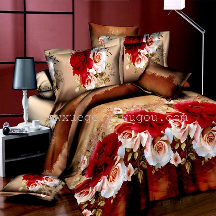 Snow Bird House textiles bedding set of four cotton green dyeing and printing factory direct bedding foreign trade pattern---teaser Snow Bird House textiles bedding set of four cotton green dyeing and printing factory direct bedding foreign trade pattern---teaser