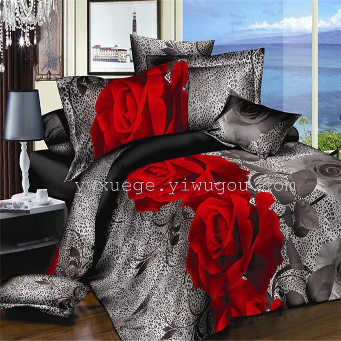 Snow Bird House textiles bedding set of four cotton green dyeing and printing factory direct bedding foreign trade pattern---teaser Snow Bird House textiles bedding set of four cotton green dyeing and printing factory direct bedding foreign trade pattern---teaser