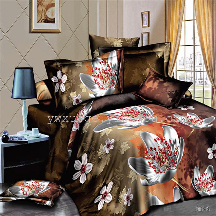 Snow Bird House textiles bedding set of four cotton green dyeing and printing factory direct bedding foreign trade pattern---teaser Snow Bird House textiles bedding set of four cotton green dyeing and printing factory direct bedding foreign trade pattern---teaser