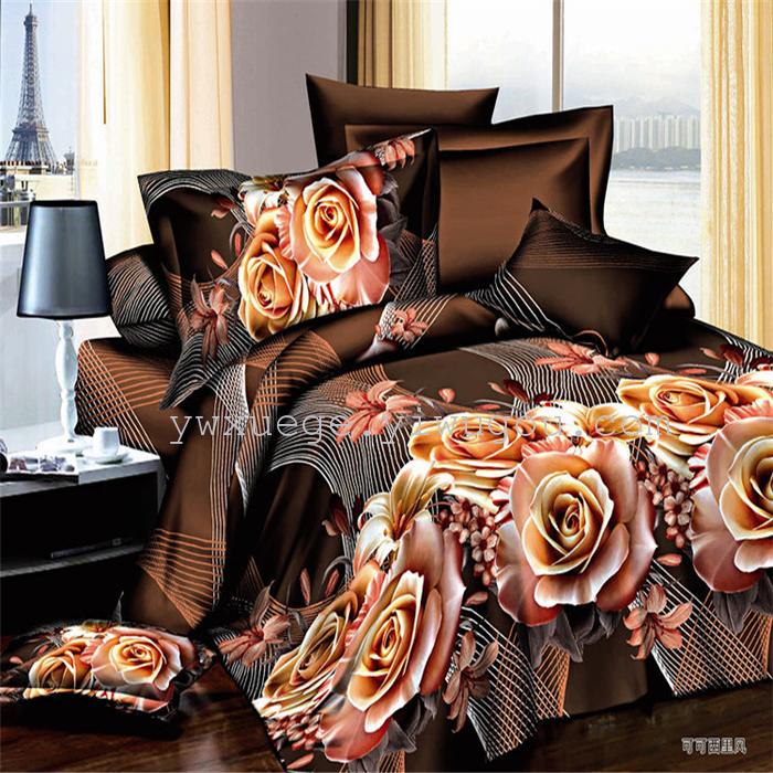 Snow Bird House textiles bedding set of four cotton green dyeing and printing factory direct bedding foreign trade pattern---teaser Snow Bird House textiles bedding set of four cotton green dyeing and printing factory direct bedding foreign trade pattern---teaser