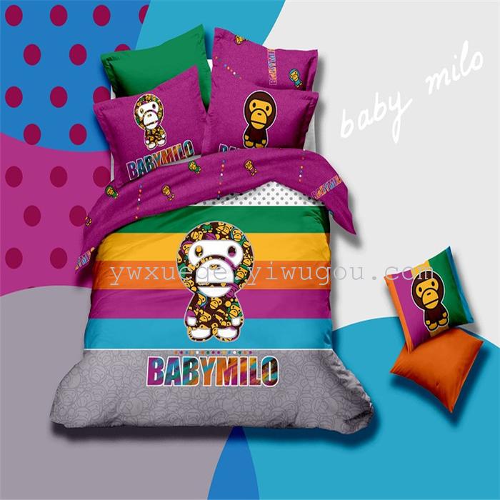 Snow pigeon hot-selling four-piece bedding set cotton active printing cute cartoon cat and mouse four set wholesale Snow pigeon hot-selling four-piece bedding set cotton active printing cute cartoon cat and mouse four set wholesale