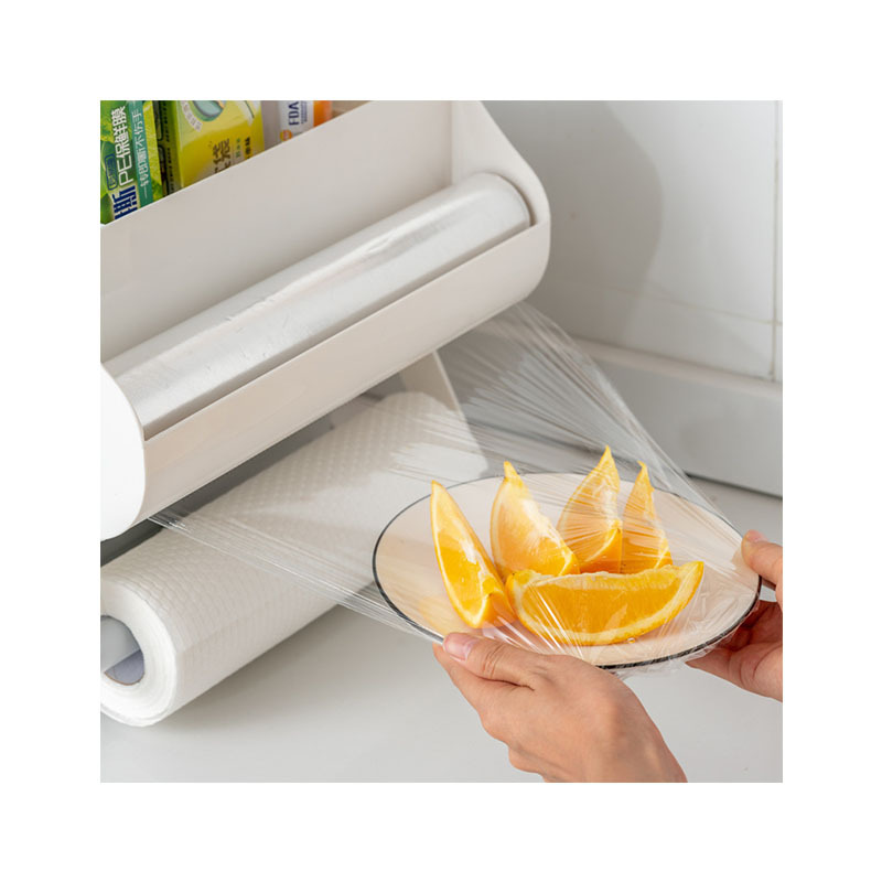 Punch-Free Plastic Wrap Rack Kitchen Wall-Mounted Tissue Holder Bathroom Large Roll Paper Holder Storage Rack Wall-Mounted Bathroom