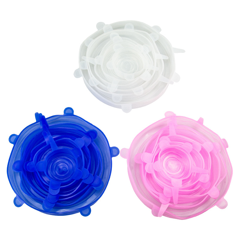 Silicone Six-Piece Set Fresh Cover Stretch Bowl Cover Cup Cover Refrigerator Microwave Oven Silicone Plastic Wrap
