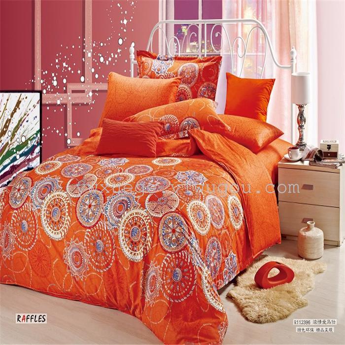 Four sets of bedding set of four cotton reactive printing 1.5 meters 1.8 meters bed fashion personality big flower factory direct - flower (jade) Four sets of bedding set of four cotton reactive printing 1.5 meters 1.8 meters bed fashion personality big flower factory direct - flower (jade)