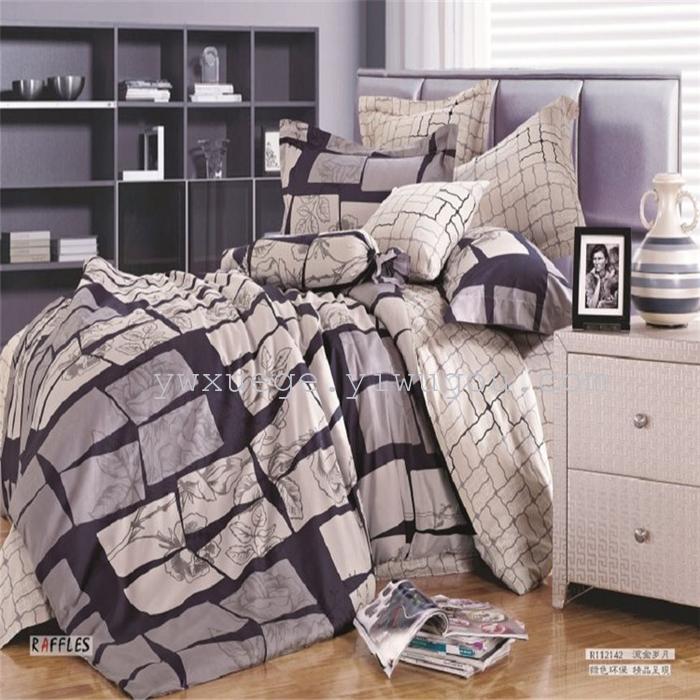 Textile four piece set cotton cotton bedding set of four simple fashion pattern 100% cotton thermal direct manufacturers - Memories (blue) Textile four piece set cotton cotton bedding set of four simple fashion pattern 100% cotton thermal direct manufacturers - Memories (blue)