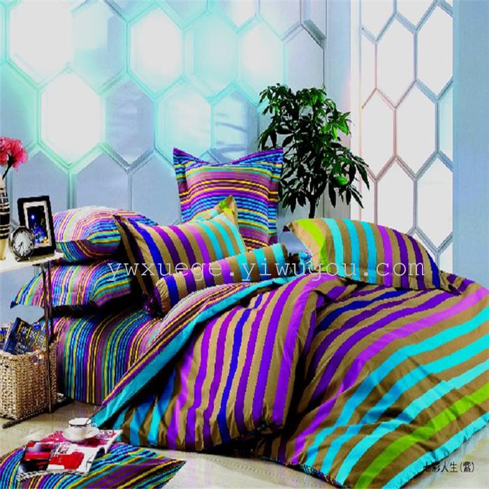 Textile four piece set cotton cotton bedding set of four simple fashion pattern 100% cotton thermal direct manufacturers - Memories (blue) Textile four piece set cotton cotton bedding set of four simple fashion pattern 100% cotton thermal direct manufacturers - Memories (blue)