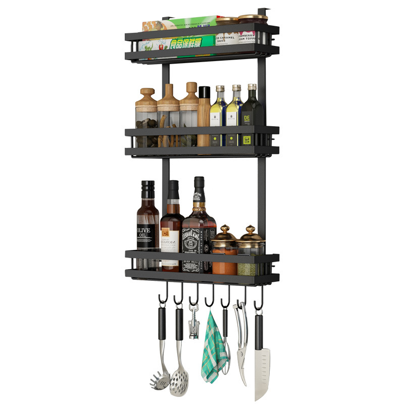 Nail-Free Refrigerator Pylons Side Wall Storage Rack Side Side Side Kitchen Seasoning Rack Wall-Mounted Plastic Wrap Storage Rack