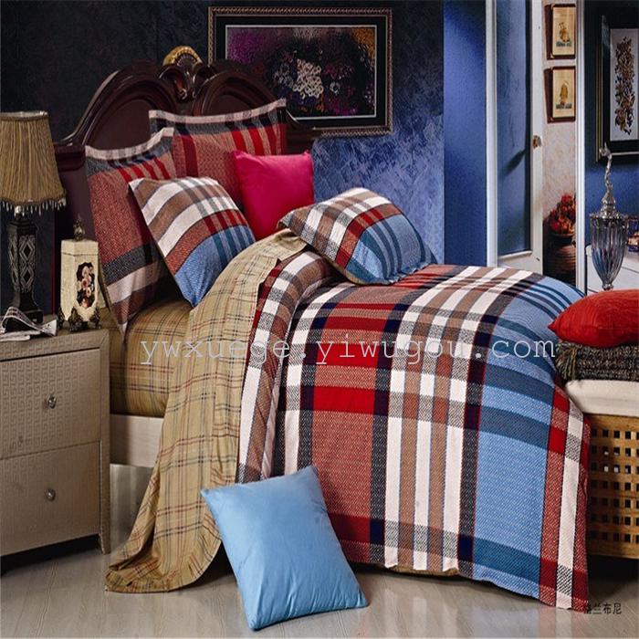 Home textiles bedding set of four stripes Plaid fashion simple wind 1.5 m to 1.8 m beds factory direct Home textiles bedding set of four stripes Plaid fashion simple wind 1.5 m to 1.8 m beds factory direct