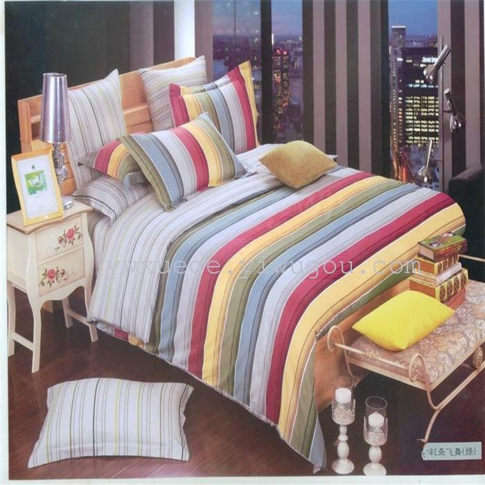 Home textiles bedding set of four stripes Plaid fashion simple wind 1.5 m to 1.8 m beds factory direct Home textiles bedding set of four stripes Plaid fashion simple wind 1.5 m to 1.8 m beds factory direct