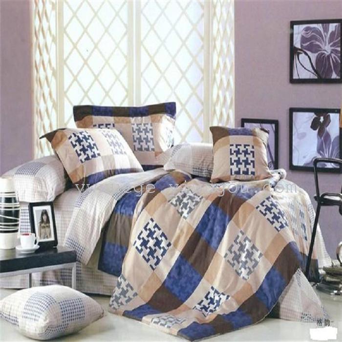 Home textiles bedding set of four stripes Plaid fashion simple wind 1.5 m to 1.8 m beds factory direct Home textiles bedding set of four stripes Plaid fashion simple wind 1.5 m to 1.8 m beds factory direct