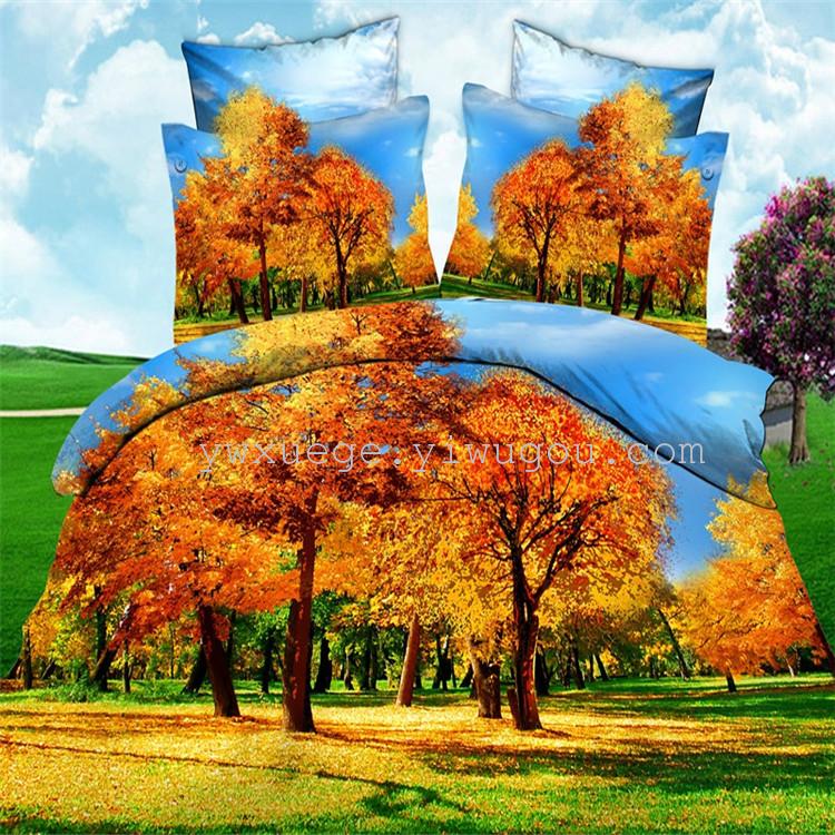 Snow pigeon home textiles autumn and winter sanding series of warm bedding set of four continental round sheets factory direct---autumn