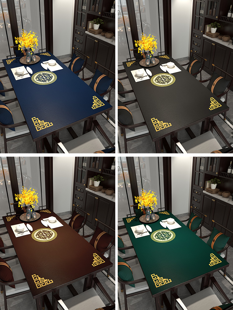 New Chinese Tablecloth Waterproof Oil-Proof Disposable Tea Table Cloth Household Leather TV Cabinet Rectangular Table Mat Customizable