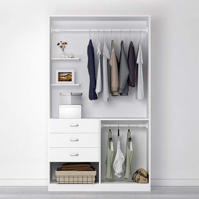 Wardrobe Cabinet Hanging Clothes Pole Dormitory Wardrobe Telescopic Rod Punch-Free Clothing Rod Clothes Pole Cross Bar Shelf Clothes Pole Hang Clothes