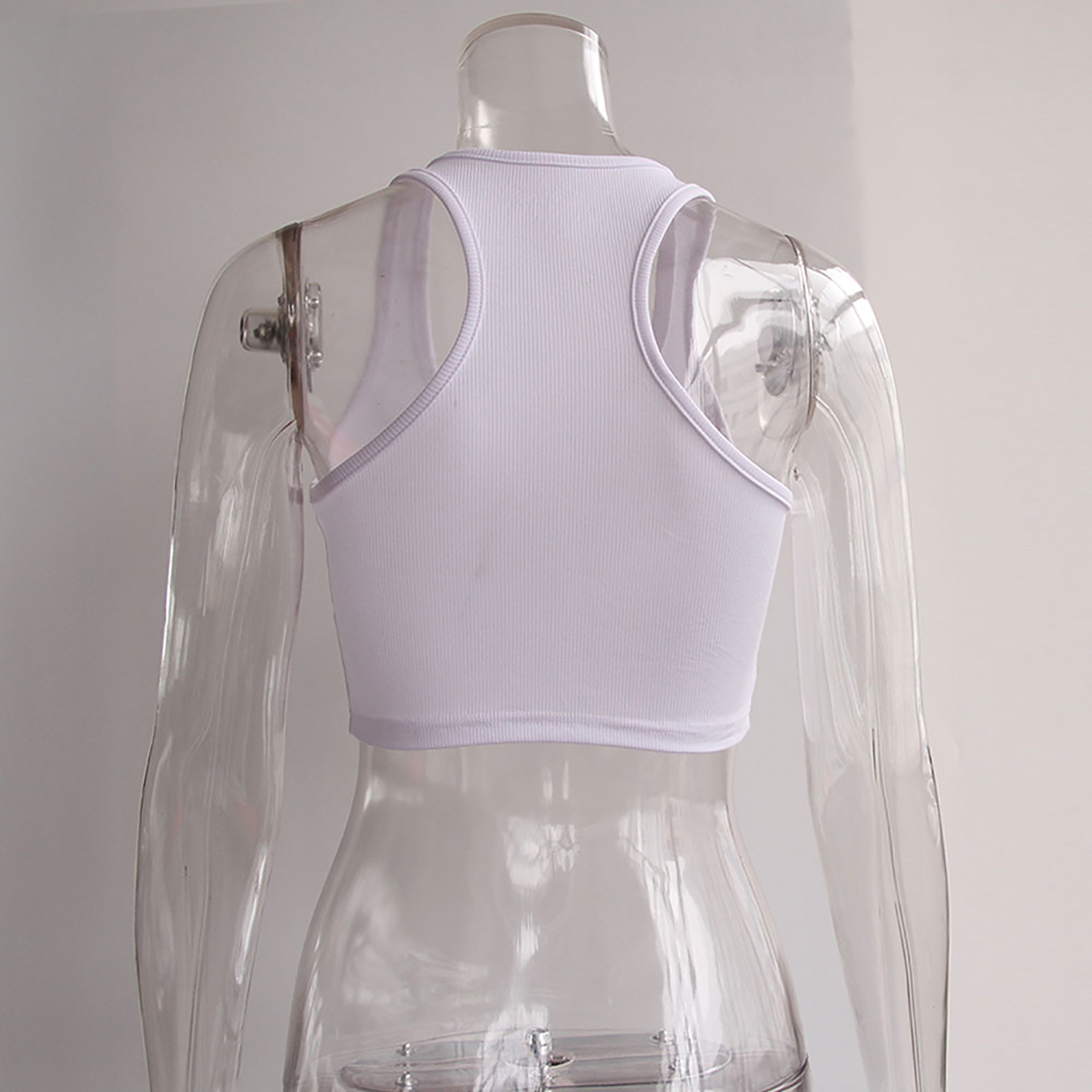 American and American hot style hot sell sexy show Navel to hang neck type pin button short vest female 8490 American and American hot style hot sell sexy show Navel to hang neck type pin button short vest female 8490