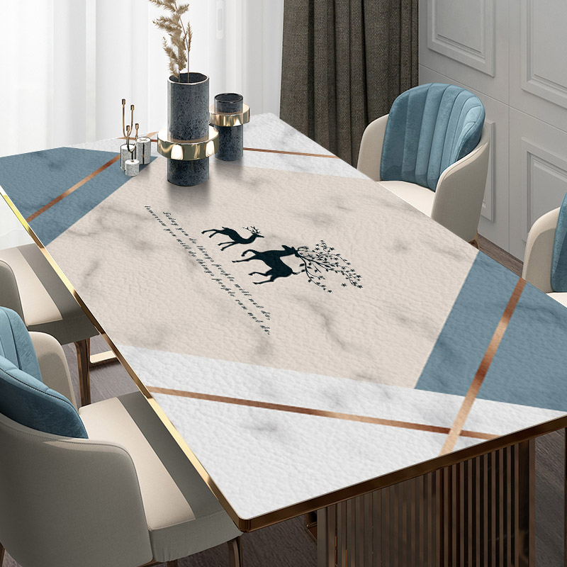 Silicone Dining Table Tablecloth Waterproof Oil-Proof Disposable Nordic Light Luxury Internet Celebrity Coffee Table Cushion Household PVC Anti-Scald Leather