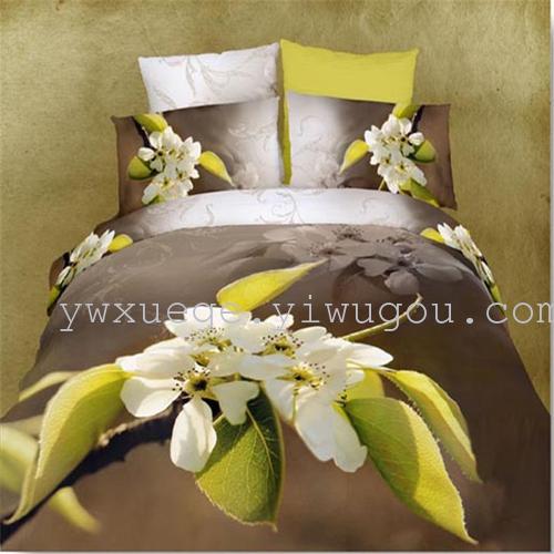 3D canvas positioning printing 3D flower four set bedding set cotton trade four set factory direct in love story