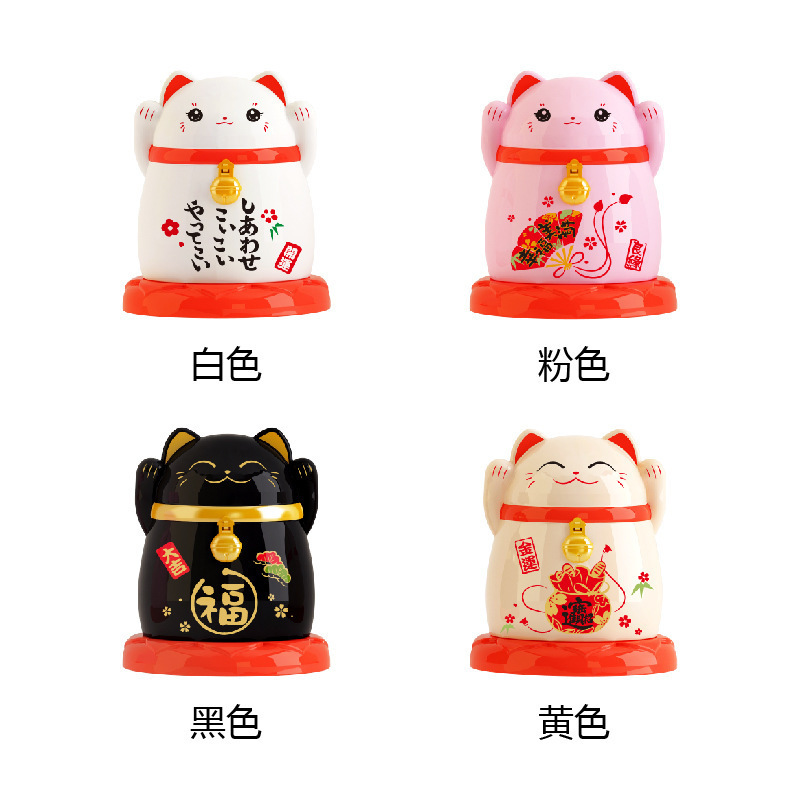 Japanese Style Fortune Cat Toothpick Tin New Year Fortune Toothpick Holder Amass Fortunes Toothpick Box Chinese Plastic Dustproof Home