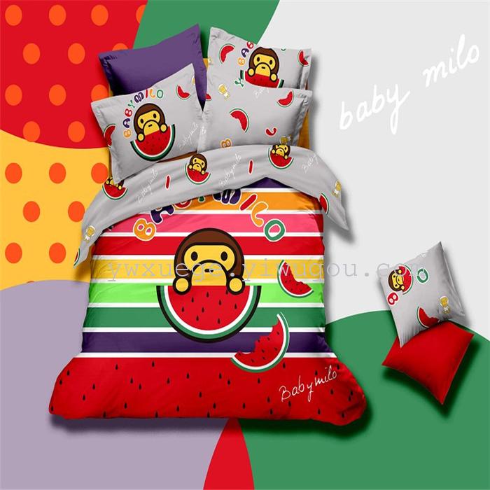 Home-spun cotton twill latest reactive dyeing aestheticism---love you cartoon love story four piece bedding set wholesale Home-spun cotton twill latest reactive dyeing aestheticism---love you cartoon love story four piece bedding set wholesale