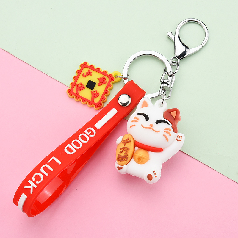 PVC Soft Rubber Fortune Cat Keychain Pendant Cars and Bags Key Ring Accessories Creative Activity Gifts Small Gifts PVC Soft Rubber Fortune Cat Keychain Pendant Cars and Bags Key Ring Accessories Creative Activity Gifts Small Gifts