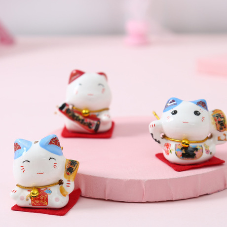 New ceramic cat set car decoration creative home car five fortune fortune cat decorations car accessories