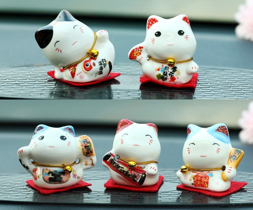 New ceramic cat set car decoration creative home car five fortune fortune cat decorations car accessories New ceramic cat set car decoration creative home car five fortune fortune cat decorations car accessories