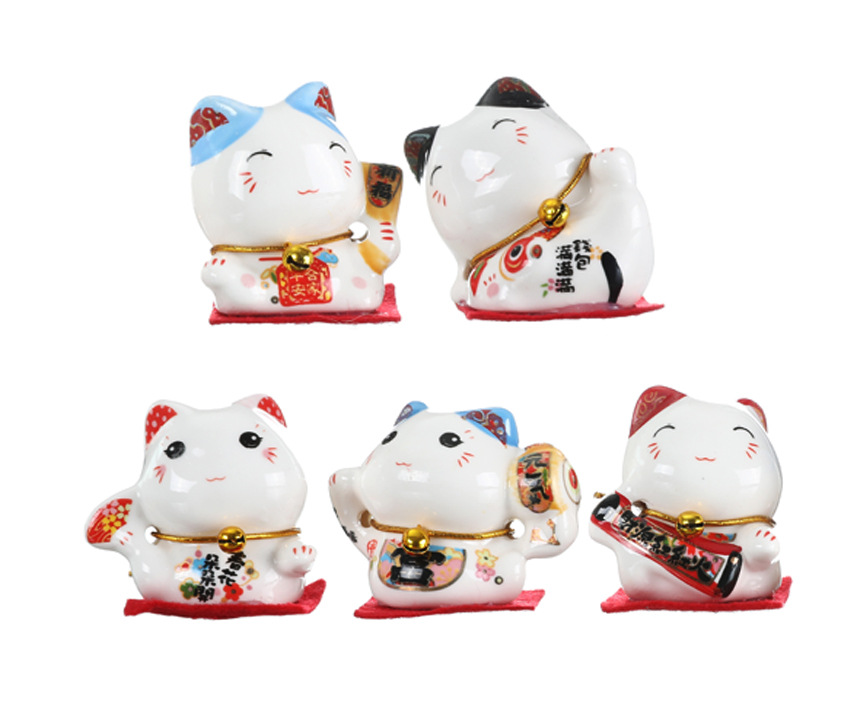 New ceramic cat set car decoration creative home car five fortune fortune cat decorations car accessories New ceramic cat set car decoration creative home car five fortune fortune cat decorations car accessories