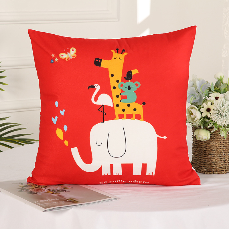 Creative Cartoon Animal Series Pillow Cover Fresh Cartoon Pattern Back Cushion Car Home Factory Wholesale