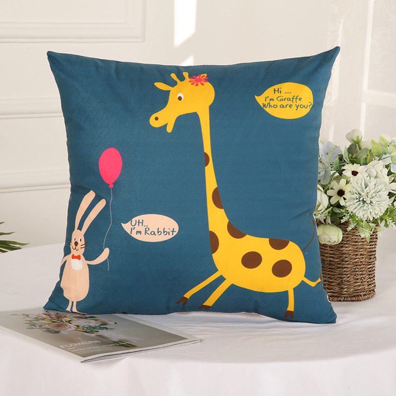 Creative Cartoon Animal Series Pillow Cover Fresh Cartoon Pattern Back Cushion Car Home Factory Wholesale