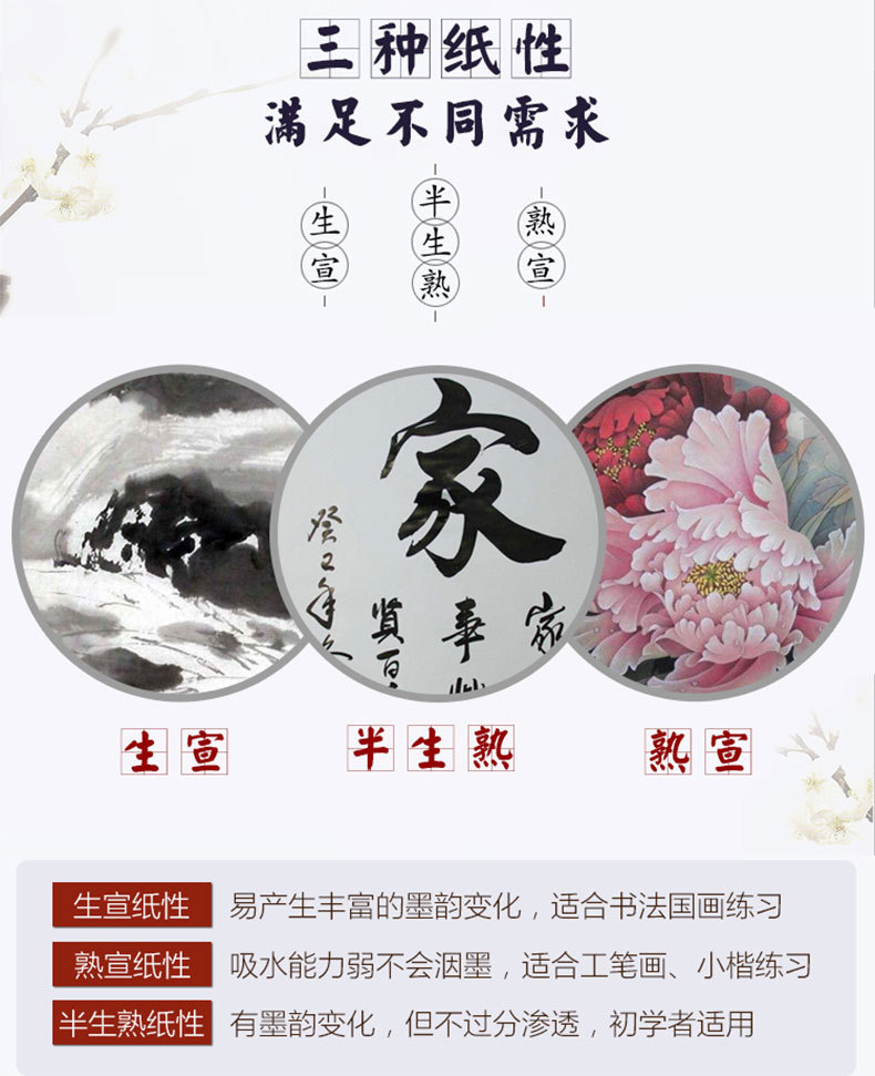 Gold List Jing County, Anhui Three Feet Four Feet Six Feet Chinese Rice Paper Half-Sized Processed Rice Paper Calligraphy Traditional Chinese Painting Creative Xuan Paper