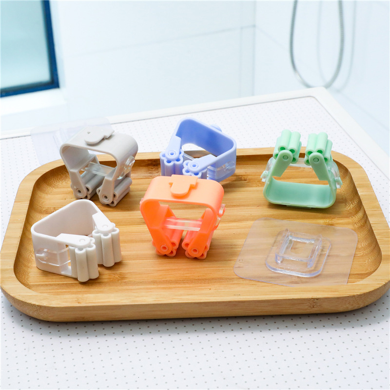 Non-Marking Mop Clip No Punching Hang Broom Rack Hook Holder Seamless Bathroom Wall-Mounted Storage Rack Stall