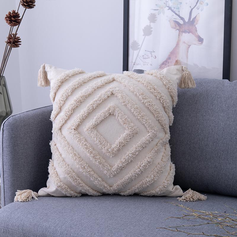 Cross-Border Supply Tufted Morocco Sofa Cushion Cover Cushion Ins Retro Style Pillow Cover Furniture Factory Supply