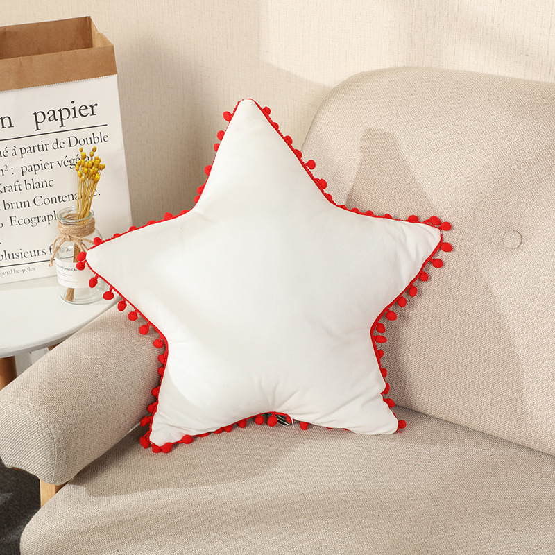 Plush Five-Pointed Star Pillow Couch Pillow Girl Heart Cute Fur Ball Pillow Ins Swing Racket Pillow Support Customization