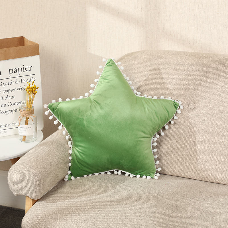 Plush Five-Pointed Star Pillow Couch Pillow Girl Heart Cute Fur Ball Pillow Ins Swing Racket Pillow Support Customization